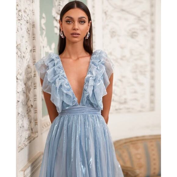 Alamour the Label Aurora Gown in Dusty Blue Size Medium - Picture 8 of 16